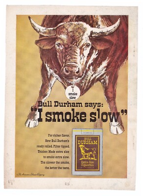 1967 BULL DURHAM Cigarettes RARE Original Print Ad Vintage Full Color 6.5'' x 9''