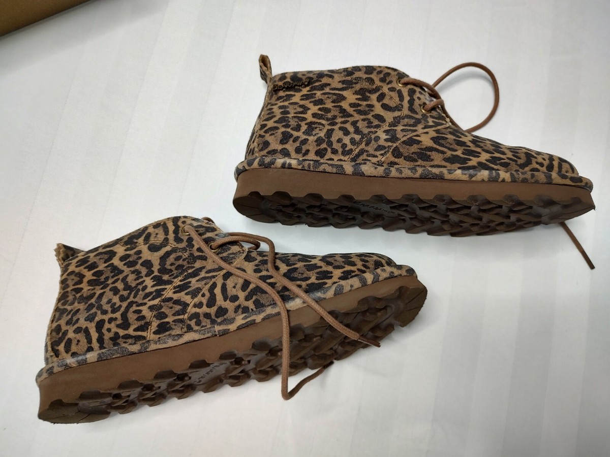 Bearpaw Women’s Size Leather Suede Skye Exotic Leopard Lace Up Winter  Shoes