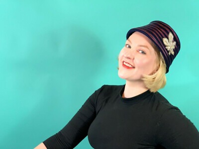 Vintage 1950s Bucket Purple Stripe Floral Hat | eBay display picture 1