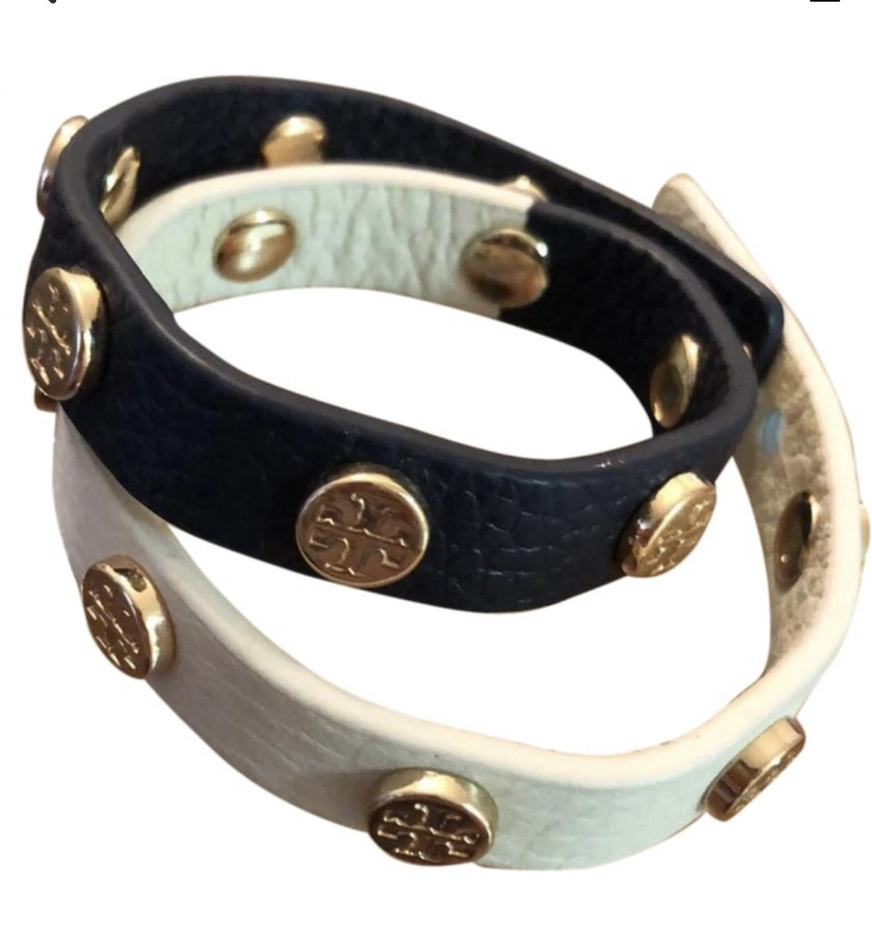 Bracciale in pelle con logo bicolore Tory Burch