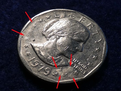 Mint Error 1979-S Susan B Anthony Dollar Coin Strike Thru Grease Error! #3389 - Picture 3 of 19
