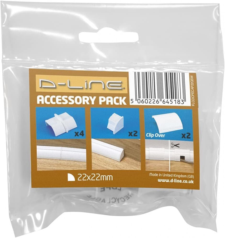 32 Pack of D-Line Quadrant Trunking Clip Over Accessory 22 x 22 mm White