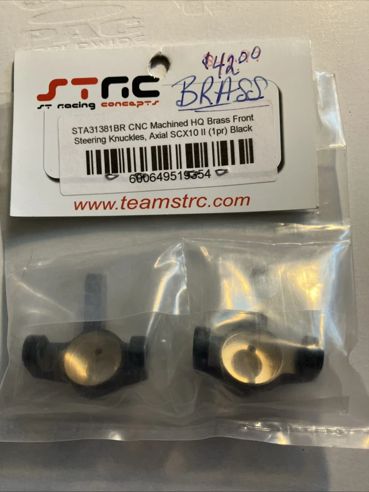 STA31381BR STRC CNC machined HQ Brass Front Steering Knuckles SCX10 II - Image 2 of 4