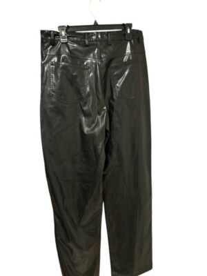 Dangerous Willie Mens Size 36 Biker Club Shiny Black Beaded Faux Leather Pants