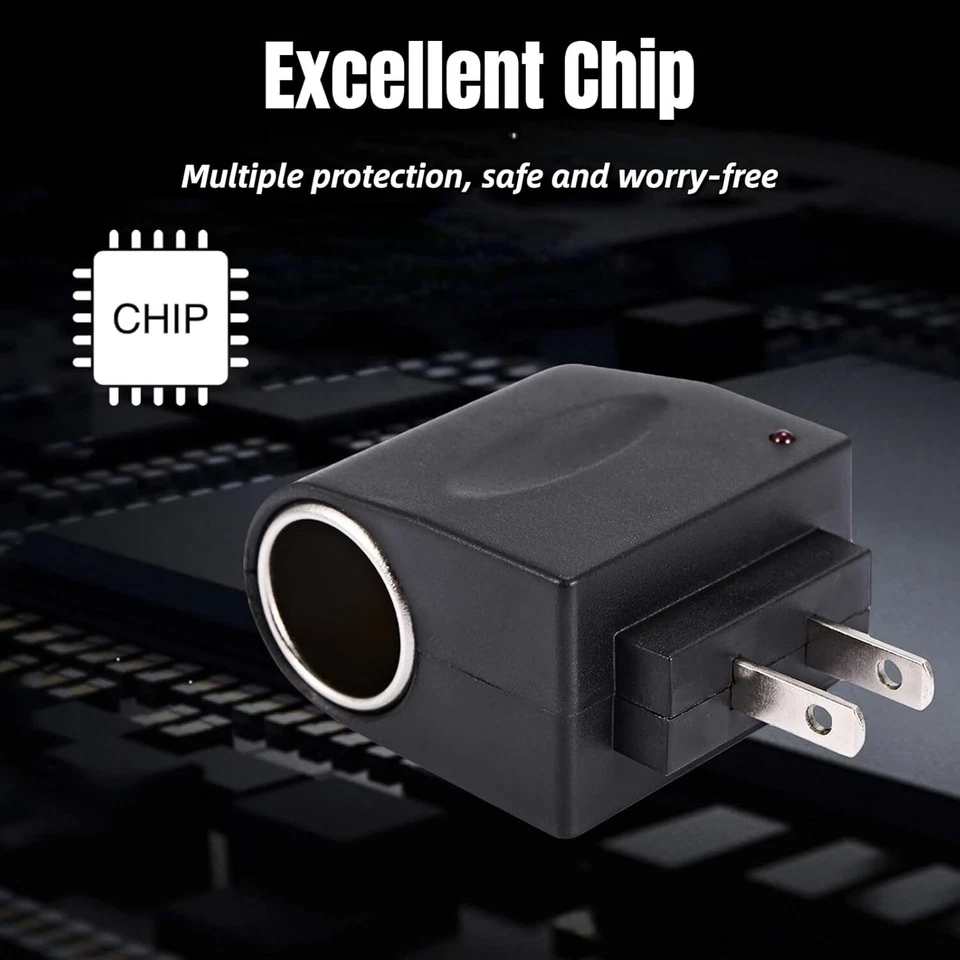 New 110V - 240V AC Plug To 12V DC Car Cigarette Lighter Converter Socket Adapter - Image 3 of 4