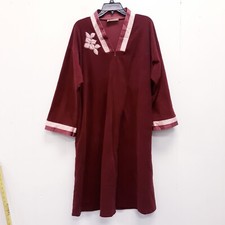 VTG Vanity Fair Red Velvet Fleece Zip-Up Housecoat Nightgown Robe Size Large