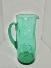 Vintage MCM Early Blenko Glass 418-P Pinched Pitcher In Sea Green 11.25” 2.5qts