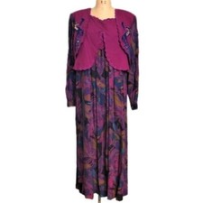 Vintage maxi long cottagecore meets grannycore dress with vest L