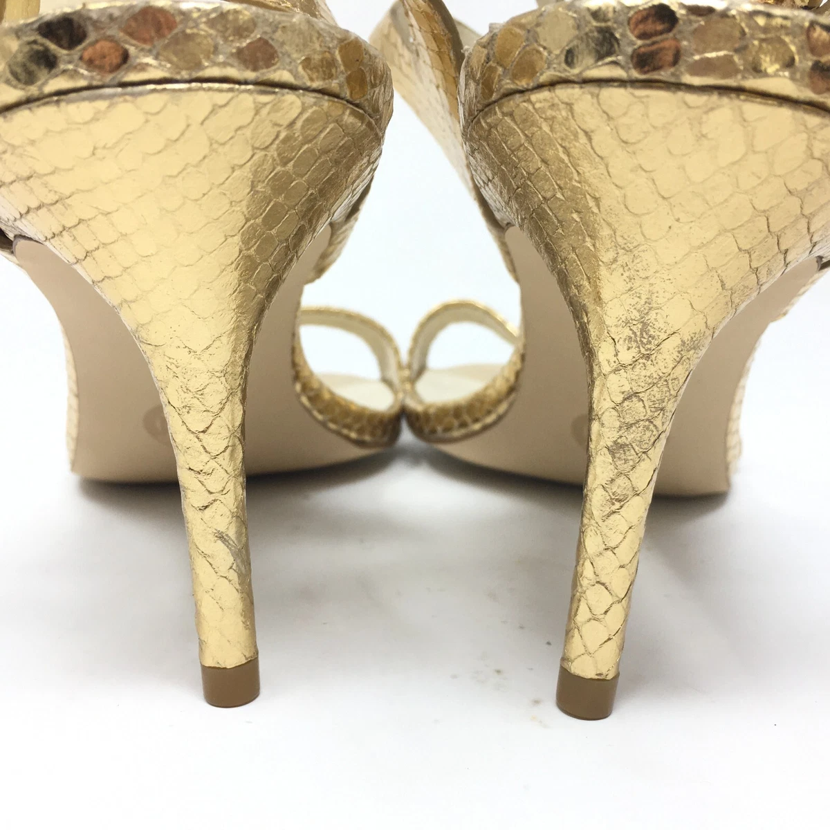 NEW Michael Kors MK Logo Sandals Heels Shoes Women s Size 8.5 Gold