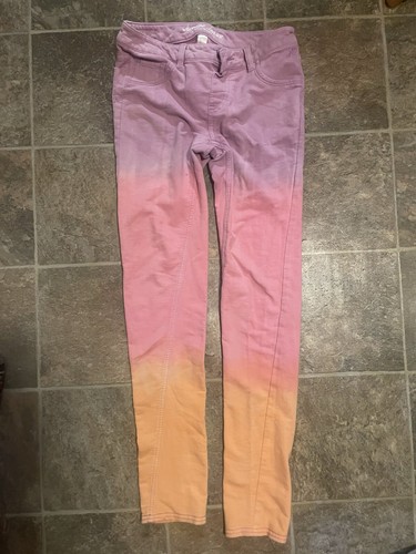 JUSTICE Jeggings Hose Jeans Mädchen Größe 16 lila rosa orange ombre Stretch weich