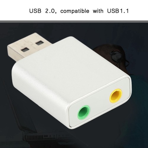 7.1 Channel External USB 2.0 To 3.5mm Stereo Sound Card Mic Adapter Spe FY - Afbeelding 3 van 9