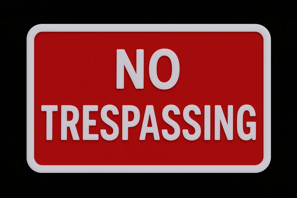 No Trespassing Schild Outdoor 3D PETG Wasserdicht Adhäsiv Türschild 175x110mm - Bild 1 von 1