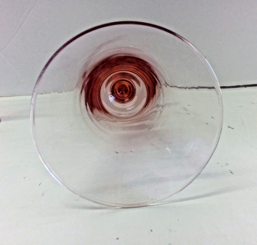 Set of 3 Vintage Crystal Glass Pink Footed Wine Cocktail Goblets Glasses 8" Tall - Picture 9 of 9