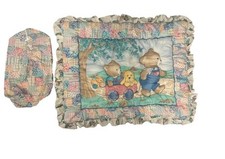 Vintage Teddy Bear Quilt Crib Comforter Matching Diaper Holder USA Nursery EUC