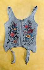 Akira Graffiti Detail Denim Corset Top Size S - Read description