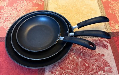 Lot of 3 Bialetti Hi Base System 8'', 10'', 12'' Skillet Frying Saute Pans Italy