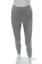 Alo Women Ankle Cropped Gray Striped Modal Blend Leggings Fall Zip Size XS