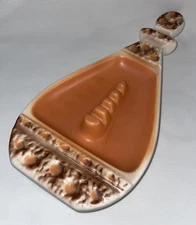 Vtg Ceramic Ashtray Cream Orange & Brown 14 1/2 Inches Long