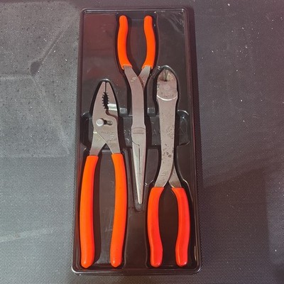 Snap-On Werkzeuge NEU 3 Stck. Orange Soft Grip Schwerlast Zangen Lot Set PL330ACFMO