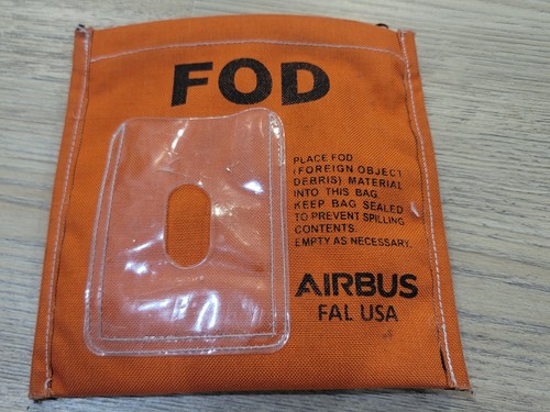 Foreign Object Debris (FOD) Collection Bag Orange Denier AIRBUS FAL USA 8x7.5