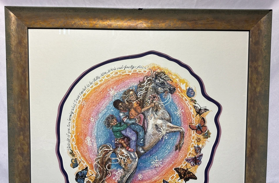 Litografía Original Arte Poético Launa Stan "Corazones Remendados" Firmada y Enmarcada 43/300 Foto 3 de 4