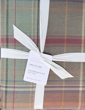 Pottery Barn Woodrow Plaid King Duvet NO SHAMS In Green Multi