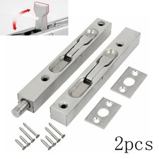 2X Stainless Steel Door Flush Bolt Concealed Lever Action Latch for Double Doors