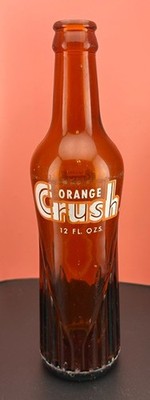 Vintage 1966 Orange Crush ACL Soda Bottle-12 FL.Oz.Brown With Orange Tint