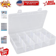 15-Compartment Clear Bead Organizer - Versatile Storage Box for Crafts  Fishing