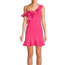 Likely Norvina Dress Pink Ruffle One Shoulder Flounce Mini Women’s Sz 2