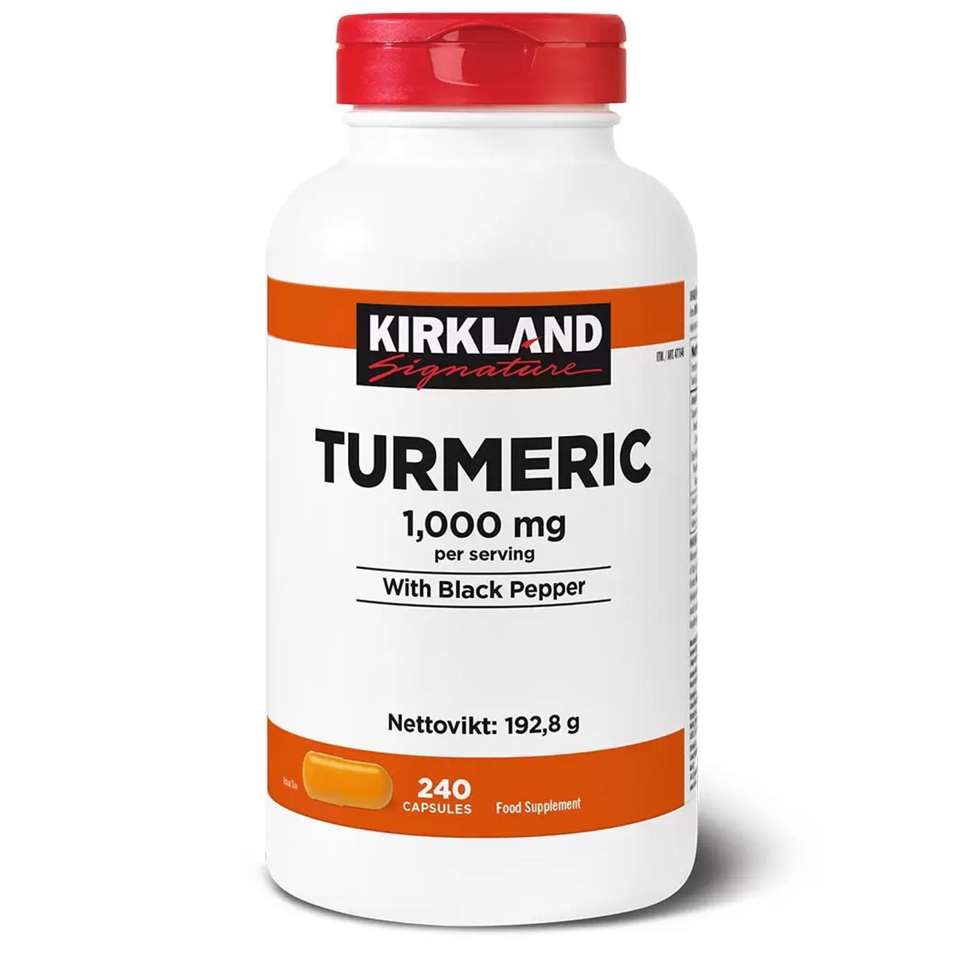 Kirkland Signature Turmeric 1000mg with Black Pepper Vitamin 240 Capsules 01/27