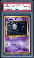 Pokemon Card PSA 10 Unown A 201 Rare Japanese Neo 2 Discovery Vintage Holo 2000