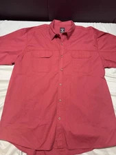 RedHead Shirt Mens 2XL Red Button Front Short Sleeve Outdoor Pockets 100% Cotton