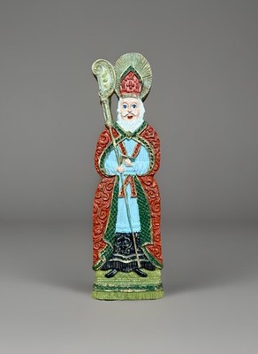 Lg Vintage Wax Ornament Cast From Antique German Mold | St. Nicholas 8.75 