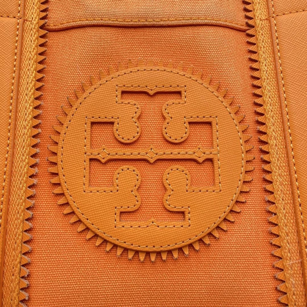 Orange Canvas Tote Shoulder Bag with Logo Embroidery for Women Authentic Style