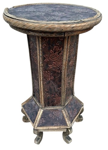 Hexagonal Pedestal Table Chinoiserie Aesthetic Movement Plant Stand 20in