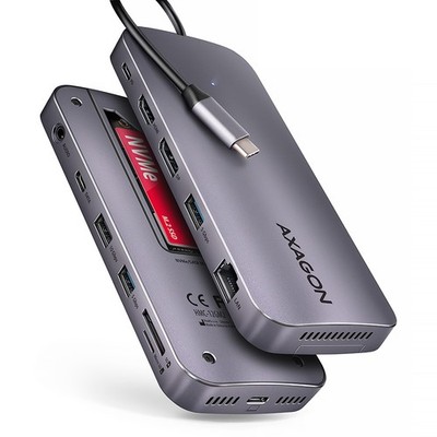 AXAGON HMC-12GM2 USB-C 10Gbps 12in1 Hub HDMI DP LAN M.2 NVMe SATA Neu