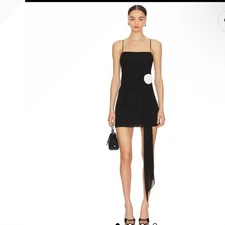 AMANDA UPRICHARD Isabel Dress in Black Rose Y2K Mini NWT