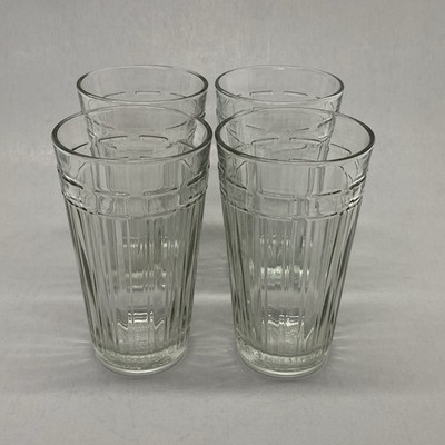 Longaberger USA Glassware Woven Traditions 16 oz Tumbler Set of 4 Stamped Bottom