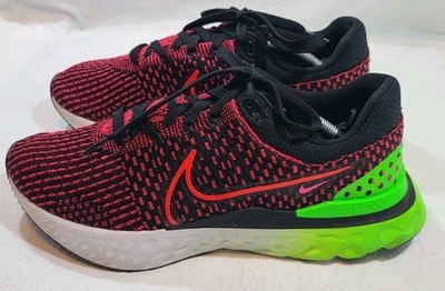 Mens Nike React Infinity Run Flyknit 3 Running Shoes Sz 9 Siren Red Green Strike