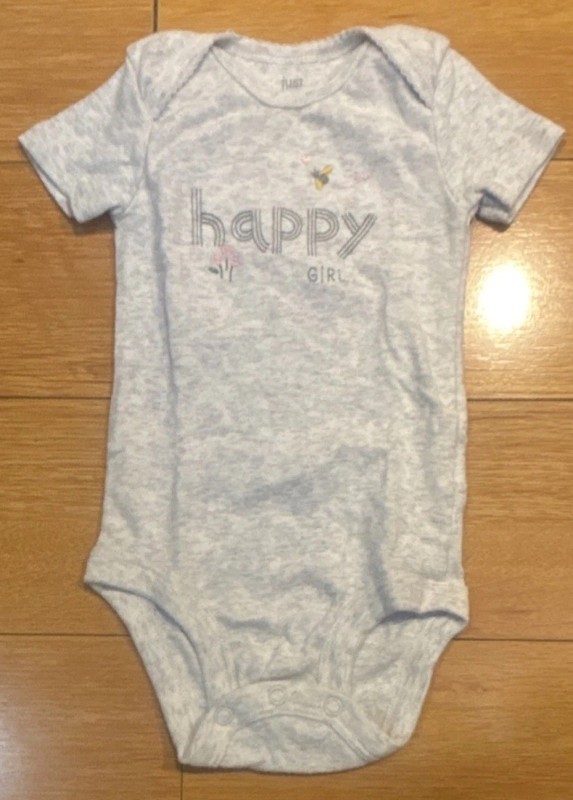 Just One You by Carter's Gray Short Sleeve OnePiece for Baby Girl 6M Happy Girl