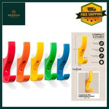 Vibrant Unbreakable Plastic Hooks - 5 Pack Rainbow Design for Home & School