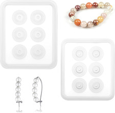 2Pcs Bead Mold, Bead Molds with Hole, Beads Mold for Epoxy Bracelet Molds, Jewel