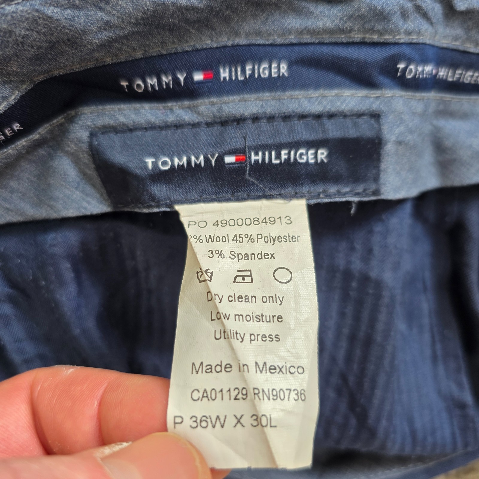 Tommy Hilfiger Men’s Wool Blend Dress Trousers Blue Smart Formal W34 L28 Work image 6