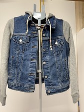 Levi's Child s Trucker Jacket Hooded Blue/Gray Button Front Pockets Size S