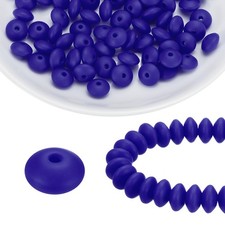 100Pcs Silicone Beads 12mm Lentil Rubber Focal Beads Bulk, Navy Blue