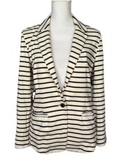 Old Navy Women's Long Sleeve Stripe Blazer Jacket Size M Stretch Nautical Preppy