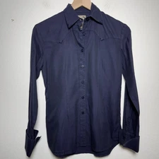 CR Ranchwear Women Top XS Navy Blue Western Shirt Beaded Yoke Handmade Texas