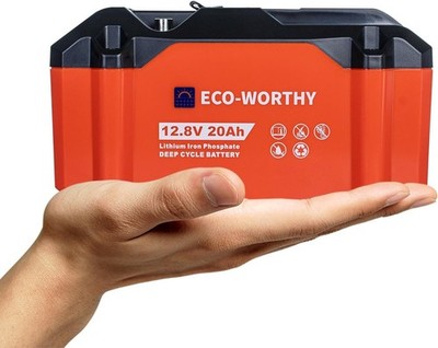 12V 20Ah Lithium Deep Cycle Battery with BMS for Camping, RV, Marine & More