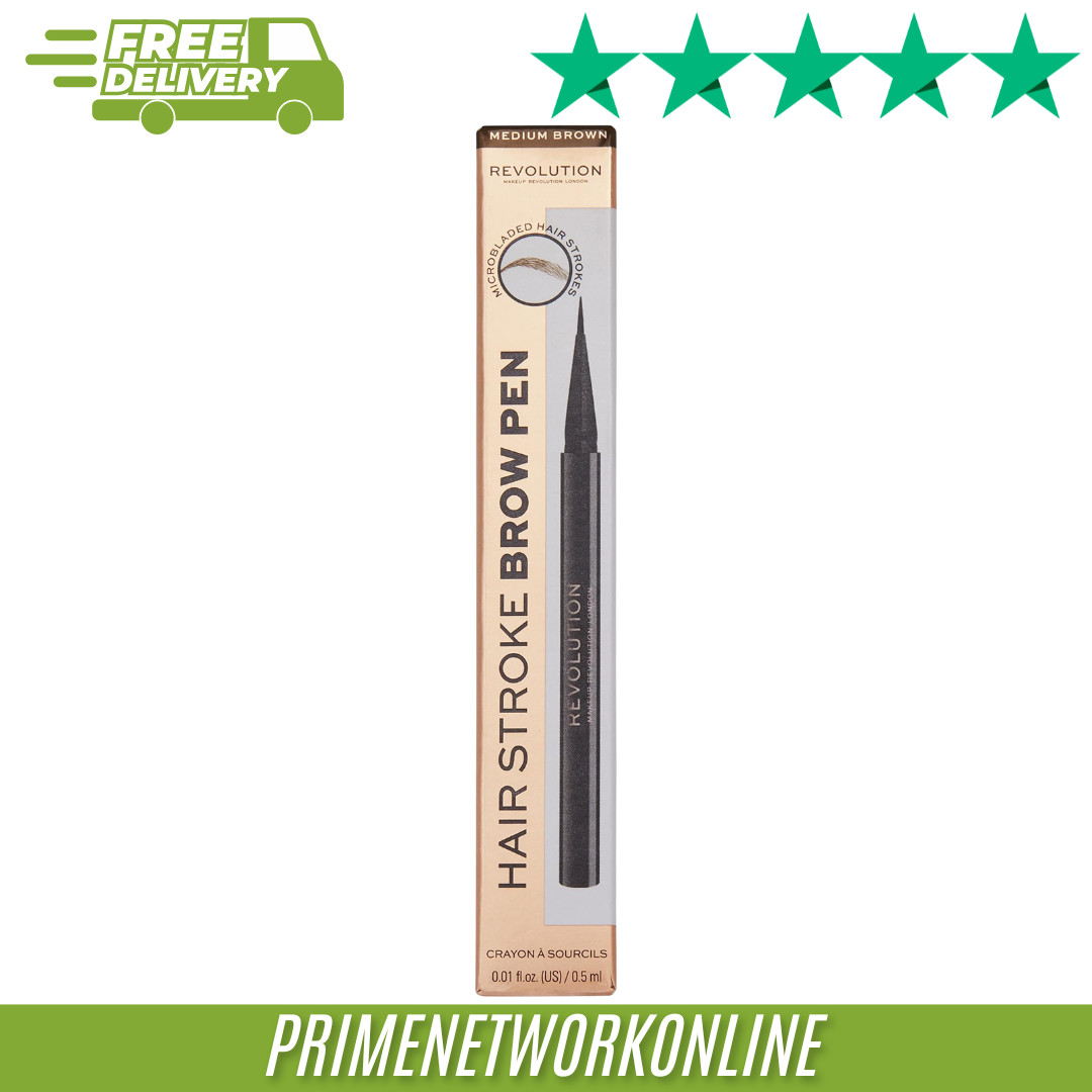 Revolution Beauty Hair Stroke Brow Pen Medium Brown 0.5ml 100% NEW ORIGINAL⭐⭐⭐⭐⭐